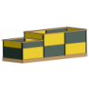 Hochbeet gestuft in den Farben Dunkelgrün und Gelb