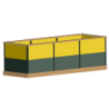 Hochbeet in den Farben Gelb und Dunkelgrün